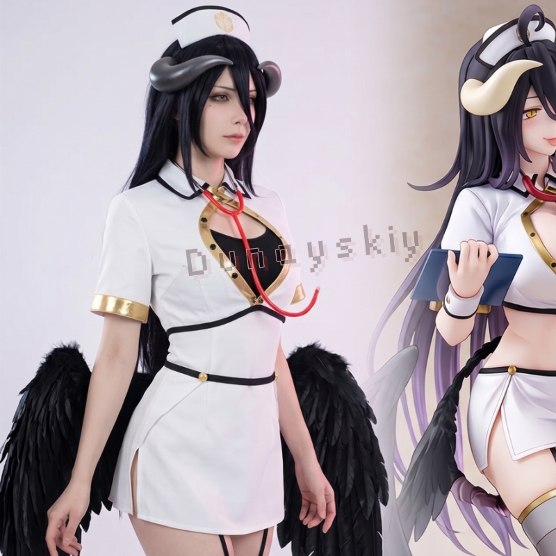 Anime Cosplay Nurse - OVERLORD Albedo Gothic Angel Nurse Cosplay
