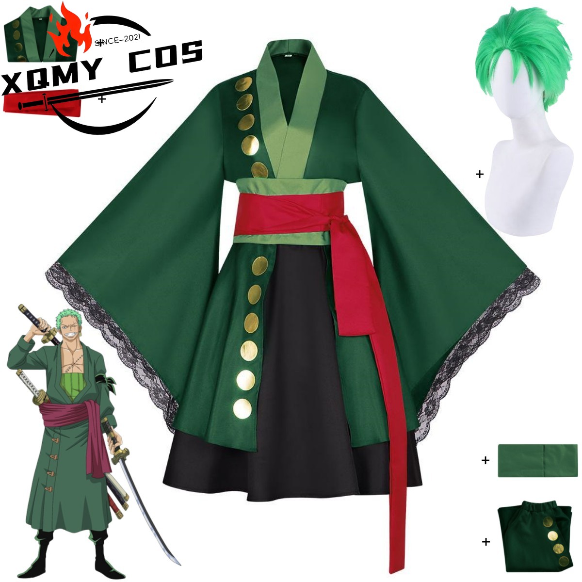 XqAnime Roronoa Zoro Cosplay C - Anime Zoro Cosplay Female 评论和价格